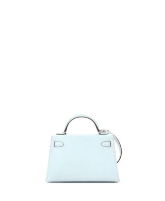 Pre-Owned Hermes Kelly 20 Handbag Blue Epsom with Palladium Hardware