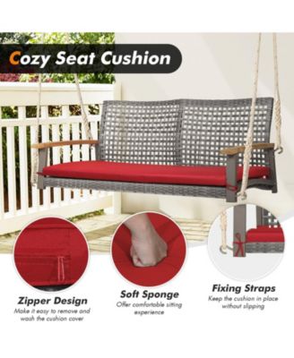 2-Person Patio Wicker Hanging Swing Chair for Porch Balcony or Backyard