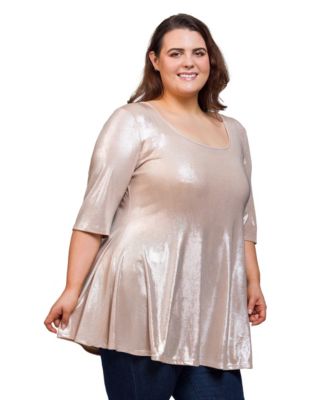 Plus Size Scoop Neck Flared Tunic Top