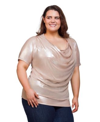 Plus Size Cowl Neck Short Sleeve Top