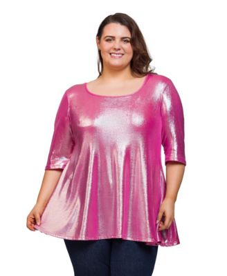 Plus Size Scoop Neck Flared Tunic Top