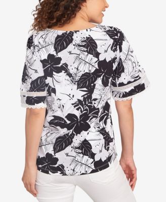 Petite Tropical Layered Print T Shirt