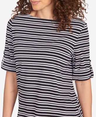 Petite Variegated Stripe Knit T Shirt