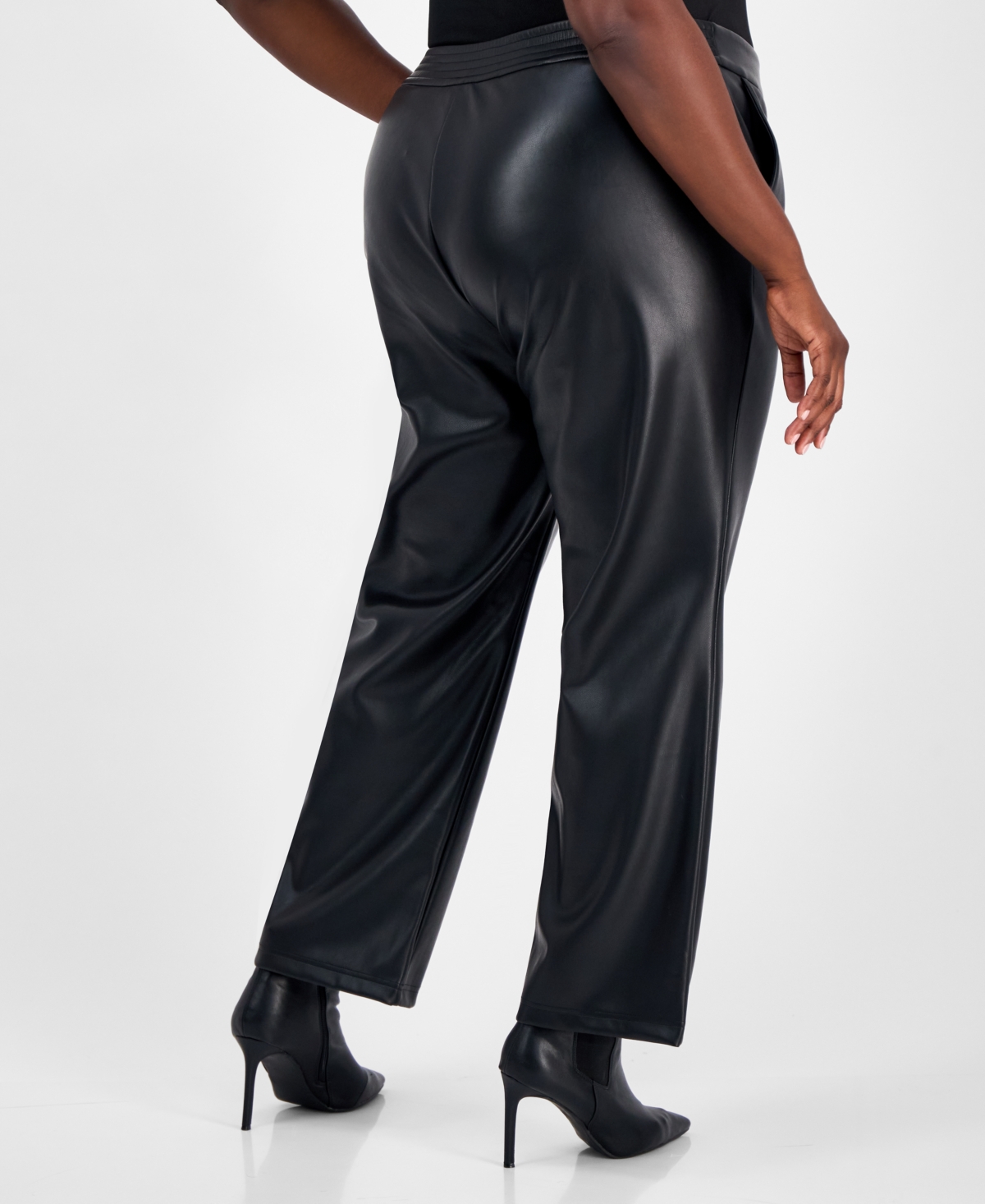 Bar Iii Trendy Plus Size Faux-leather Pants, Macy's Exclusive In Black