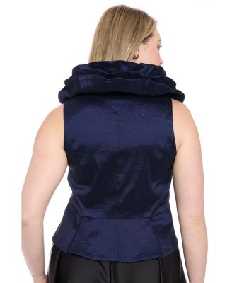 Plus Size Sleeveless Knot-Front Taffeta Top