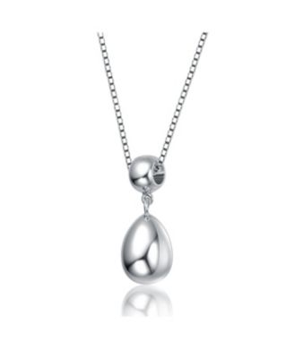 Double Bead Drop Pendant Necklace in White Gold Plated or 14K Gold Plated