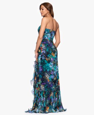 Petites Printed Straight-Neck Sleeveless Maxi Dress