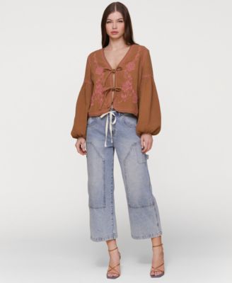 Women's Drawstring Cropped Utility Jeans