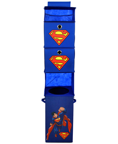 Modern Littles Superman Closet Hanging Organizer with 2 Storage Bins