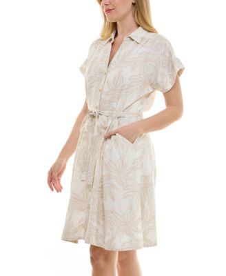 Women's Short-Sleeve Sash-Tie A-Line Dress