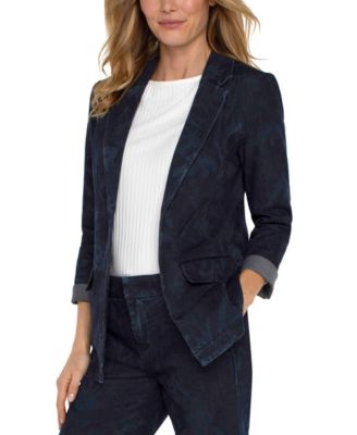 Women's Floral Denim Boyfriend Blazer