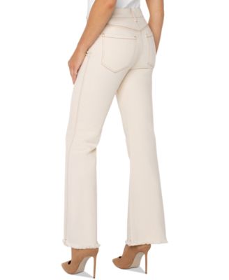 Women's Gia Glider Mid-Rise Flare Fray-Hem Jeans