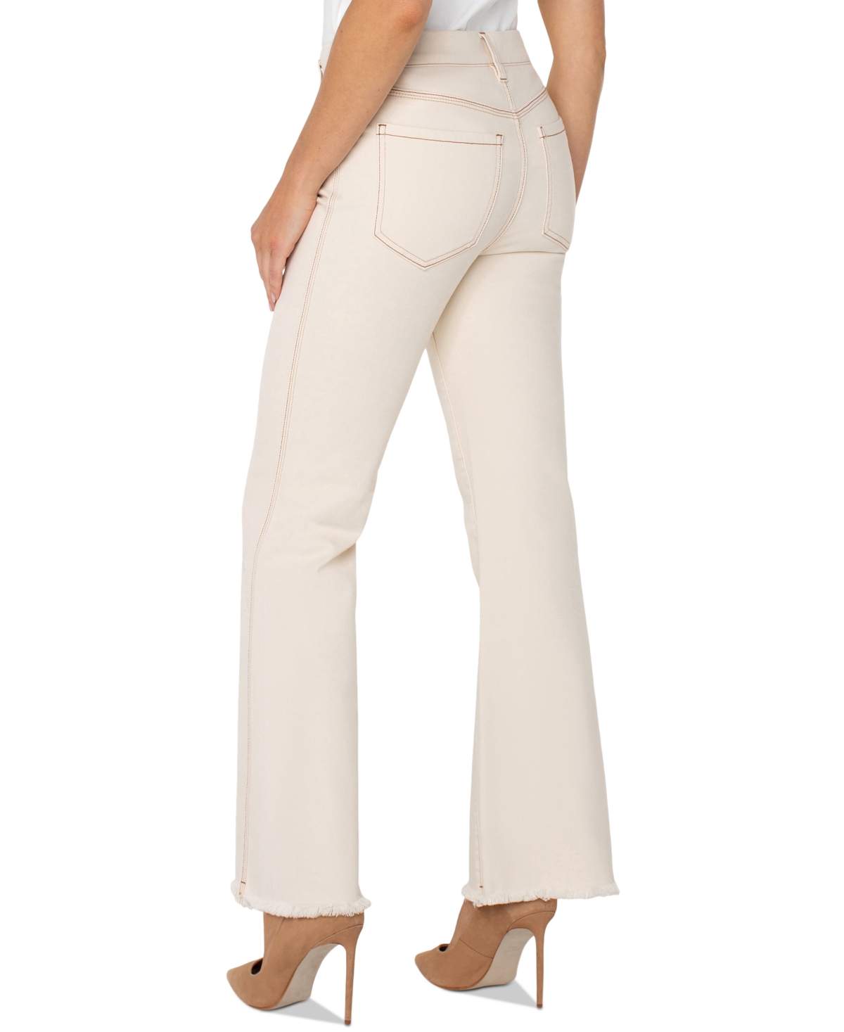 Liverpool Los Angeles Women's Gia Glider Mid-rise Flare Fray-hem Jeans