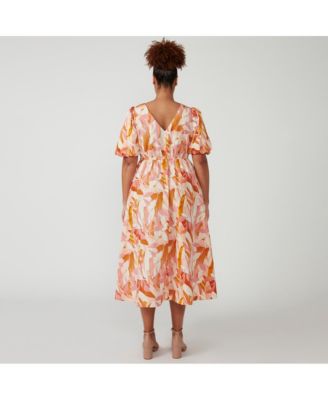 Plus Size Aura Cascade V-Neck Dress