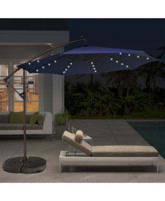 10 FT Cantilever Patio Umbrella with Lights Offset Patio Umbrella Crank Large Outdoor Umbrella Pool Umbrella