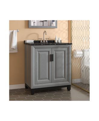 30" Bathroom Vanity with Marbel Undermount Sink and Glass Shelves Storage Cabinet