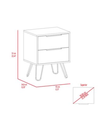 Begonia 2 Nightstand, Hairpin Legs, Two Drawers