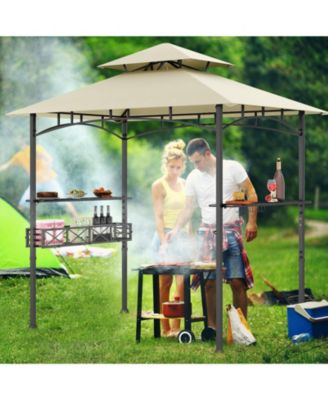 Outdoor Grill Gazebo with 2 Side Shelves and 10 Hooks