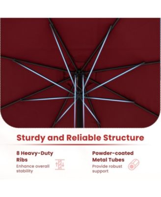 Patio Umbrella with Crank Handle and 8 Sturdy Ribs for Outdoor Shade