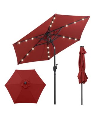 LED Lighted Solar Patio Umbrella with Crank Mechanism – Perfect for Backyard, Poolside, or Balcony