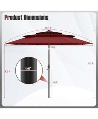 Solar Patio Umbrella with 32 LED Lights and 3-Tier Vented Top for Outdoor Use
