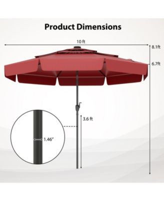 Solar Patio Umbrella with 3-Tier Vented Canopy for Outdoor Tables and Seating