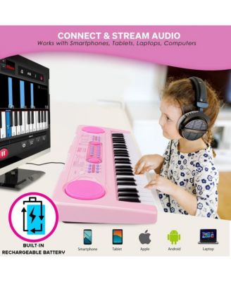 Kids Pink 49-Key Light-Up Karaoke Piano Keyboard with Mic - PKBRD4912PK