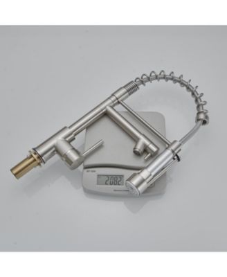 Contemporary Single Handle Pull-Down Spring Faucet with Sprayer and Deck Plate Commercial Kitchen Faucet