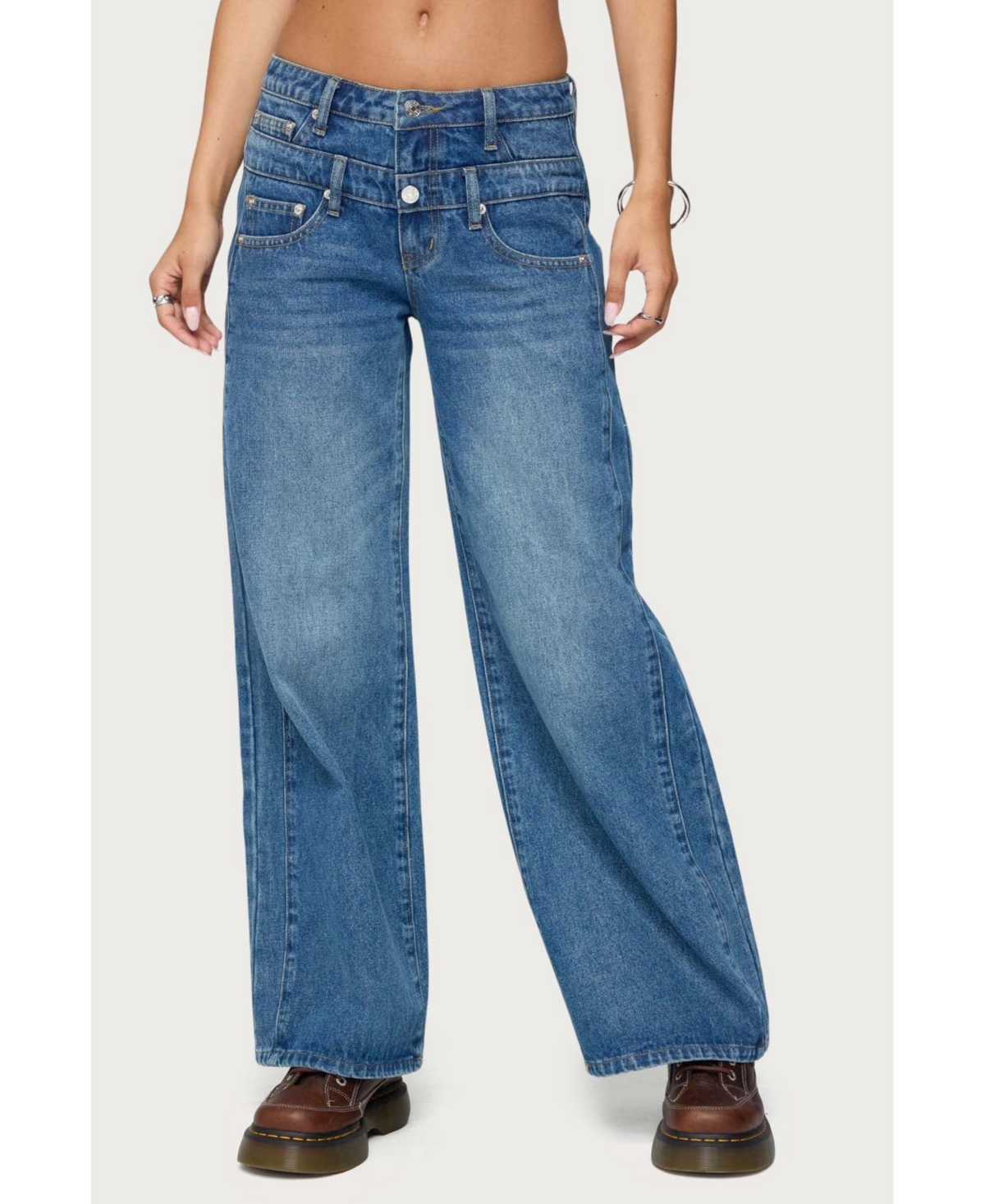 Women's Abel Layered Look Low Rise Jeans - Blue