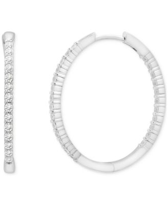 Macy's - Diamond Small Hoop Earrings (1 ct. t.w.) in 14k White Gold or 14k Yellow Gold, Exclusively at
