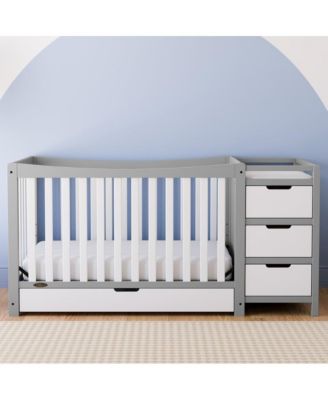 Remi All-in-One Convertible Crib with Drawer and Changer (Pebble Gray)