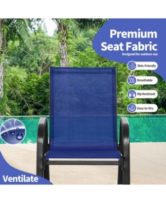 Set of 2 Metal Patio Rocking Chair with Breathable Seat Fabric