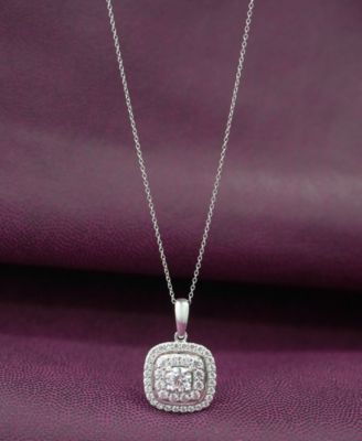 Diamond Pendant Necklace (1 ct. t.w.) in 14k White Gold, 18" + 2" extender, Exclusively at Macy's