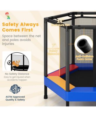 Hexagonal Kids Trampoline With Foam Padded Handrails