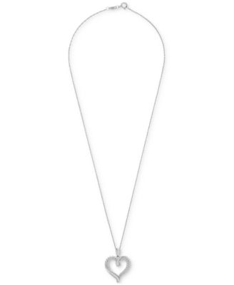 Diamond Twist Heart 18" Pendant Necklace (1/2 ct. t.w.) in 14k White Gold or 14k Yellow Gold, 18" + 2" extender, Exclusively at Macy's