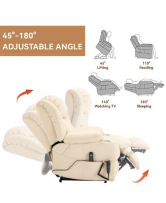 Dual Motor Infinite Position Up to 350 LBS Leatheraire Power Lift Recliner Chair with Vibration Massage and Lumbar Heating