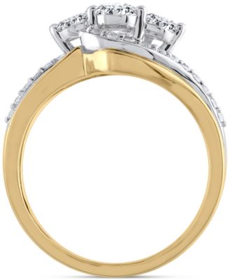 Diamond Three Stone Engagement Ring (7/8 ct. t.w.) in 14k Two-Tone Gold