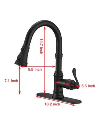 Single-Handle Pull-Down Sprayer 3 Spray High Arc Kitchen Faucet With Deck Plate