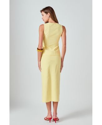 Women's Front Slit Linen Maxi Skirt