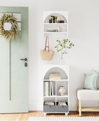 Arched 23" Solid Wood 4 Cubby Entryway Shoe Rack Storage Organizer Cabinet