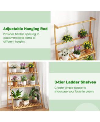 3 Tier Hanging Plant Stand with Height Adjustable Hanger Rod