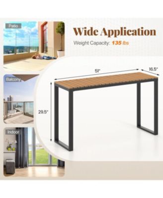 Outdoor Rectangle Console Table with Long-Lasting WPC Tabletop
