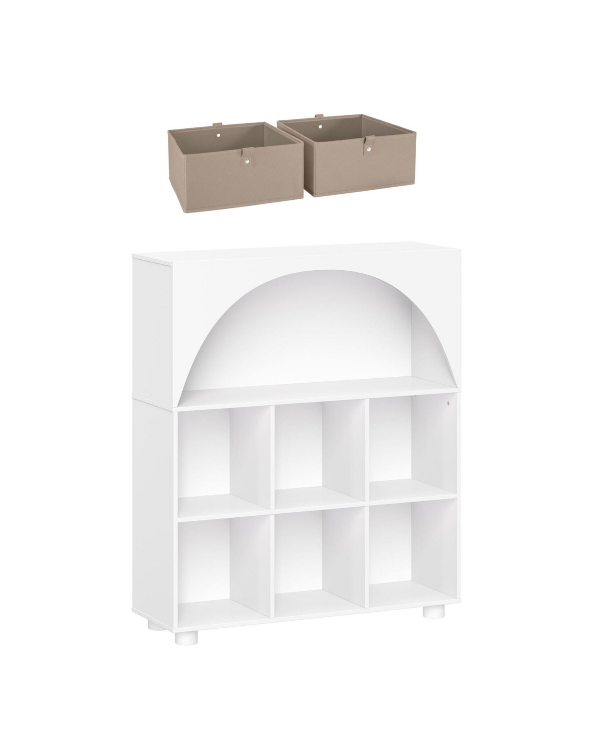 Sourcing Solutions Arched 34.19" Solid Wood 6 Cubby Entryway Shoe Rack Storage Organizer Cabinet