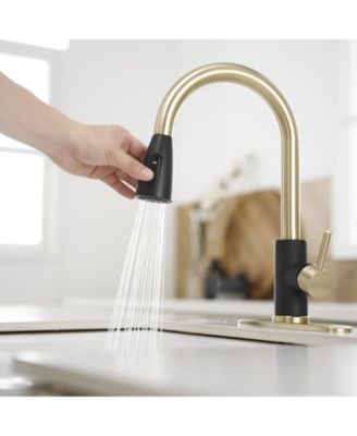 Single-Handle Pull-Out Sprayer Kitchen Faucet with Supply Lines in Matte Black and Brushed Nickel