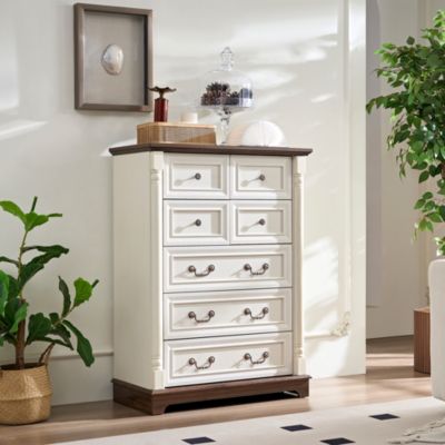 CASAINC 7 Drawer Bathrooom Cabinet Chest with Wooden Base and Riser Trim