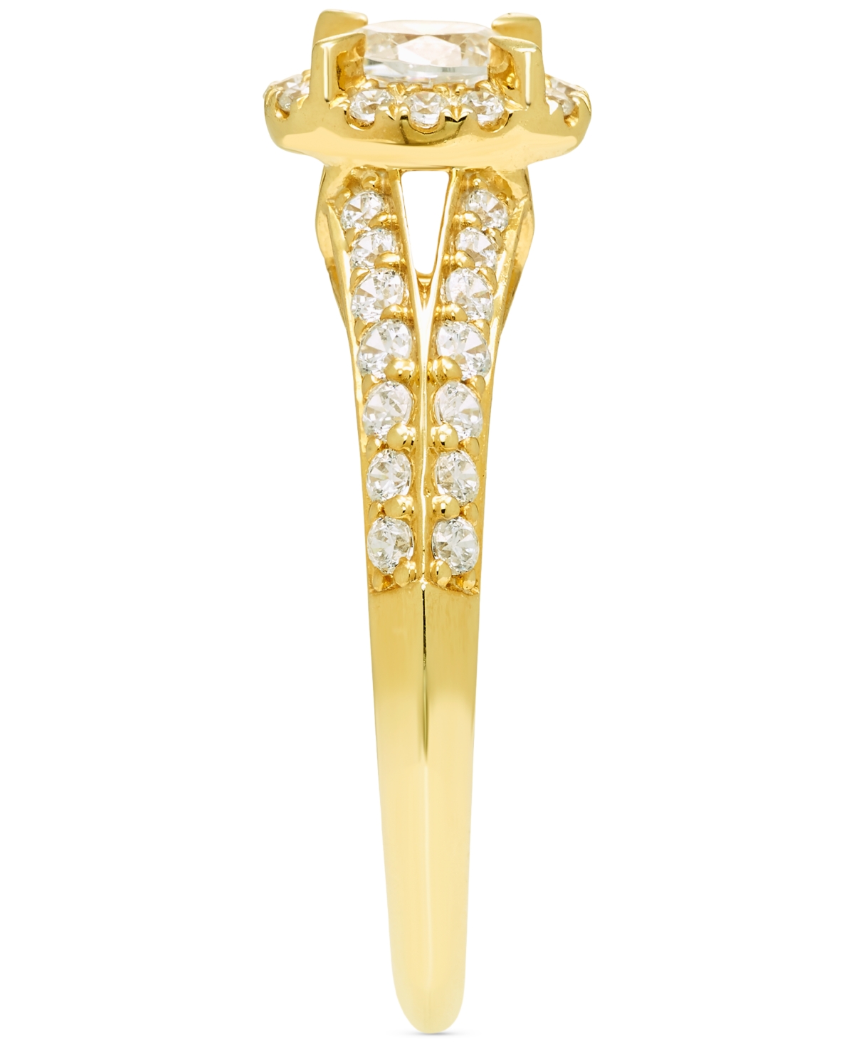 Macy's Diamond Oval Halo Split Shank Engagement Ring (3/4 Ct. T.w.) In 14k Gold In Gold
