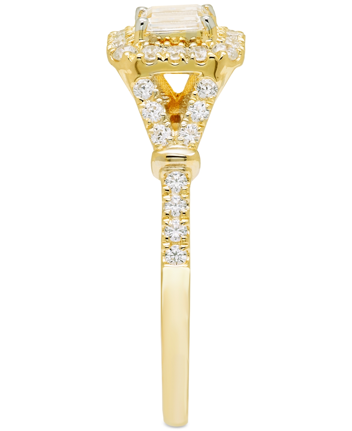 Macy's Diamond Emerald-cut Halo Engagement Ring (5/8 Ct. T.w.) In 14k Gold In Gold