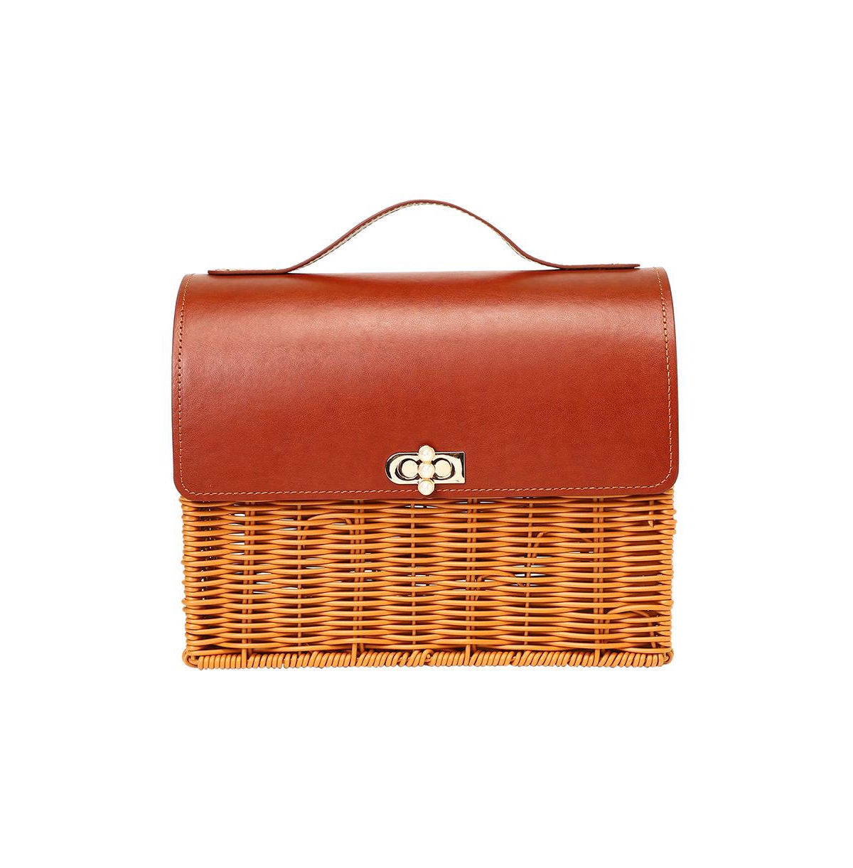 Women's The Rattan Medecin Hand Bag - Russet Brown - Brown