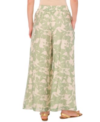 Women's Vine-Print Wide-Leg Pull-On Pants