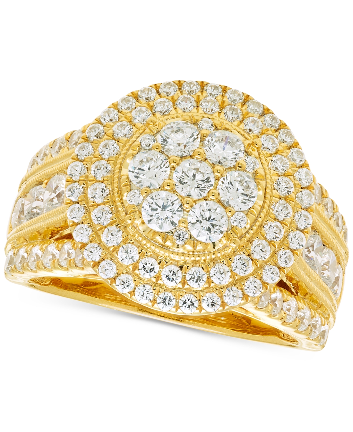 Diamond Halo Cluster Engagement Ring (2 ct. t.w.) in 14k Ring - Yellow Gold